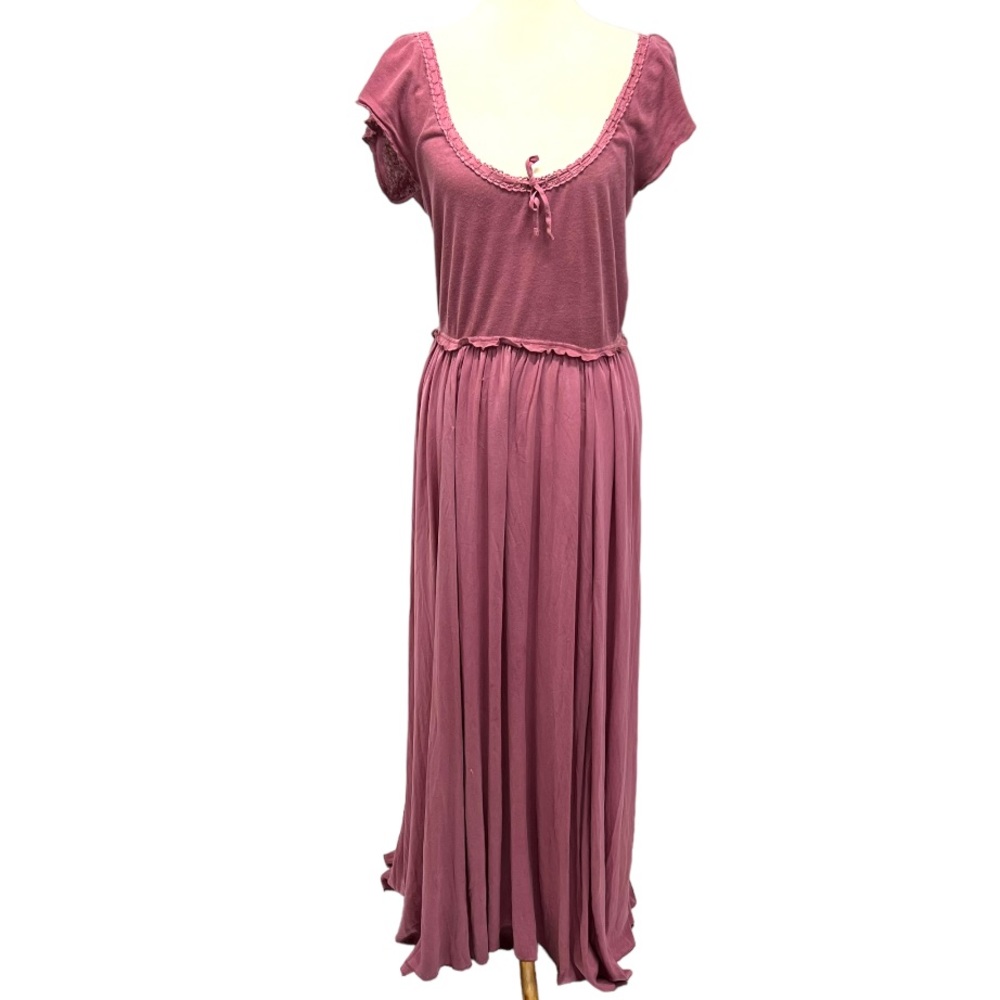 Free People Linen Blend Mauve Purple Scoop Neck Maxi Dress Women’s XL